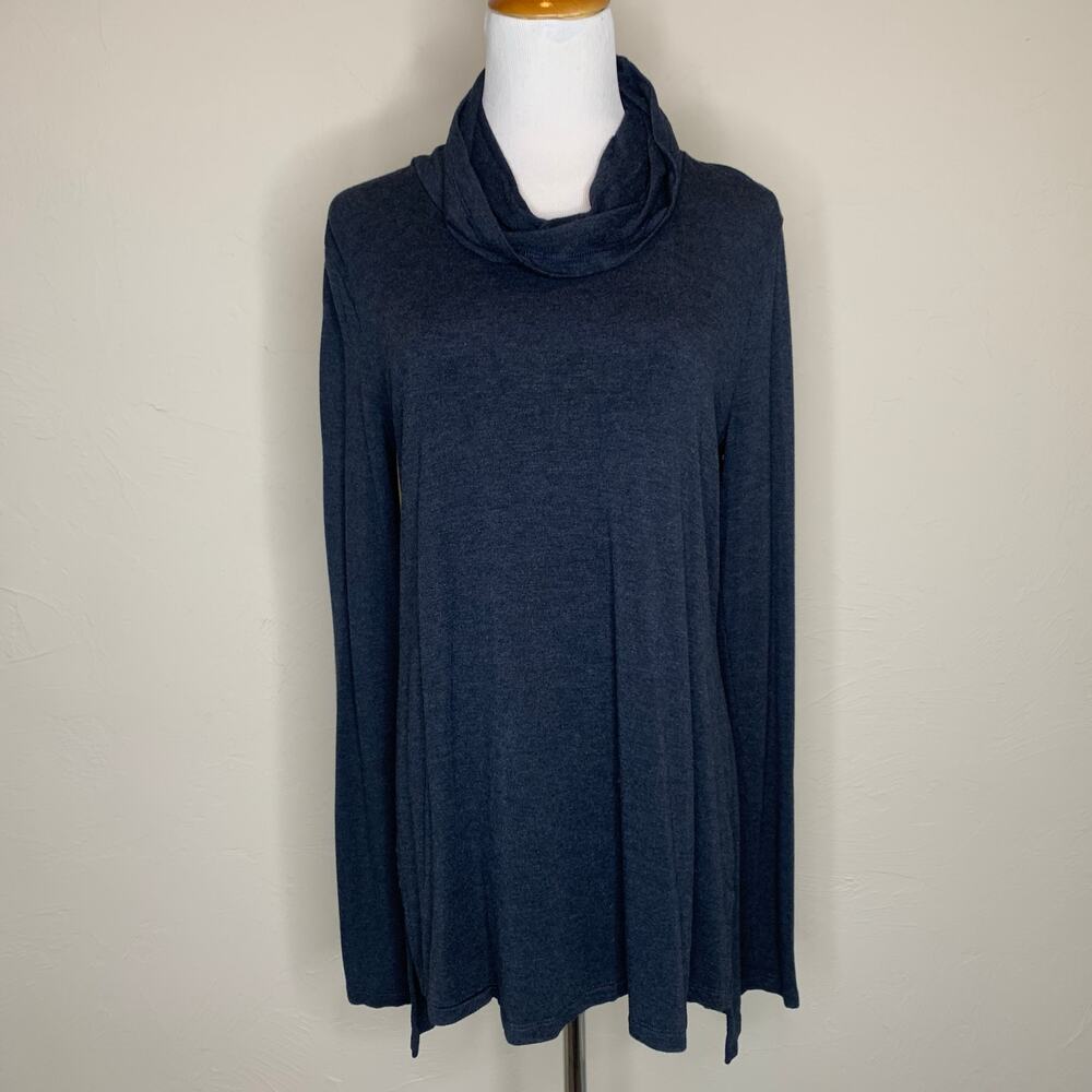 CABI Turtle Tee Cowl Neck Midnight Blue Tunic Sz Medium